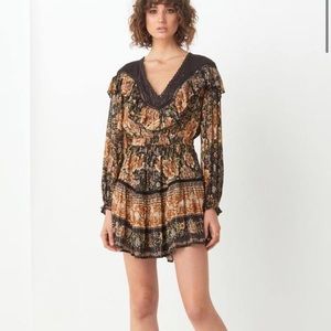 Spell & The Gypsy Black Floral Mini Dress with Sleeves